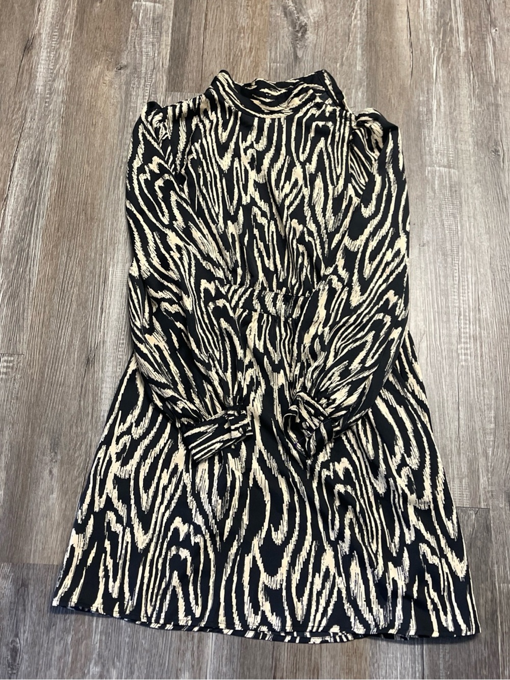 Who What Wear Womens Dress Black/Cream Zebra Pattern Small